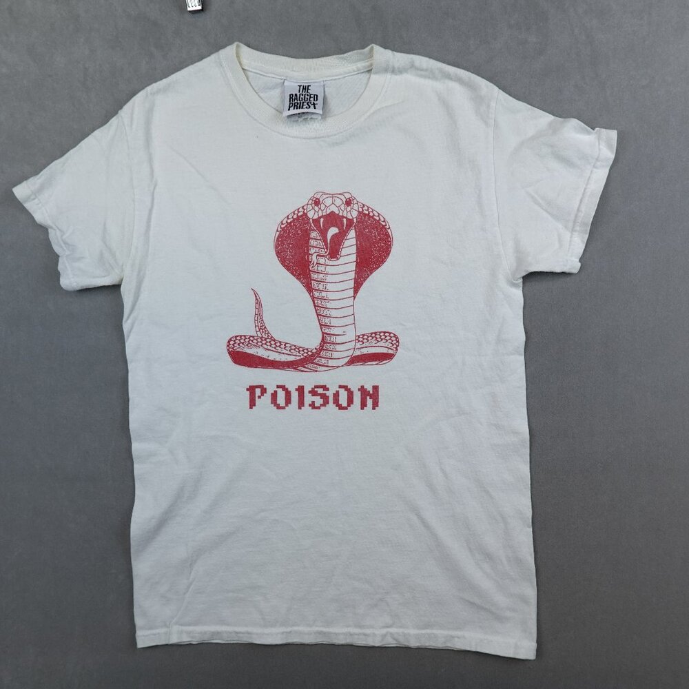 The Ragged Priest Poison T Shirt White Cobra Print Short Sleeves